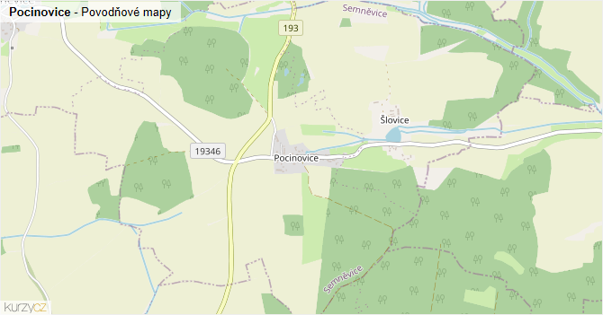 Pocinovice - záplavové mapy stoleté vody