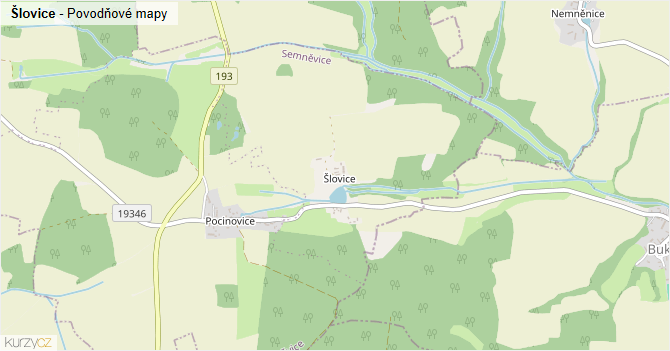 Šlovice - záplavové mapy stoleté vody