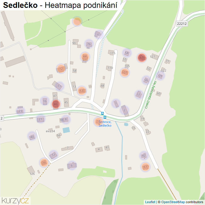 Mapa Sedlečko - Firmy v části obce.