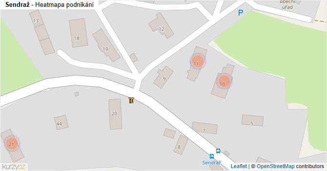 Sendraž - mapa podnikání