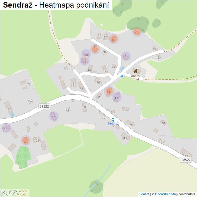 Mapa Sendraž - Firmy v části obce.
