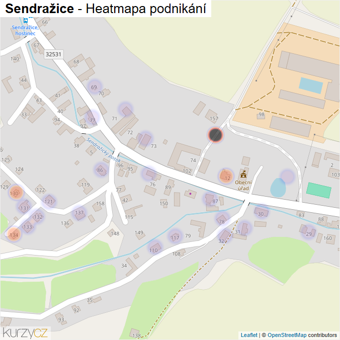 Mapa Sendražice - Firmy v části obce.