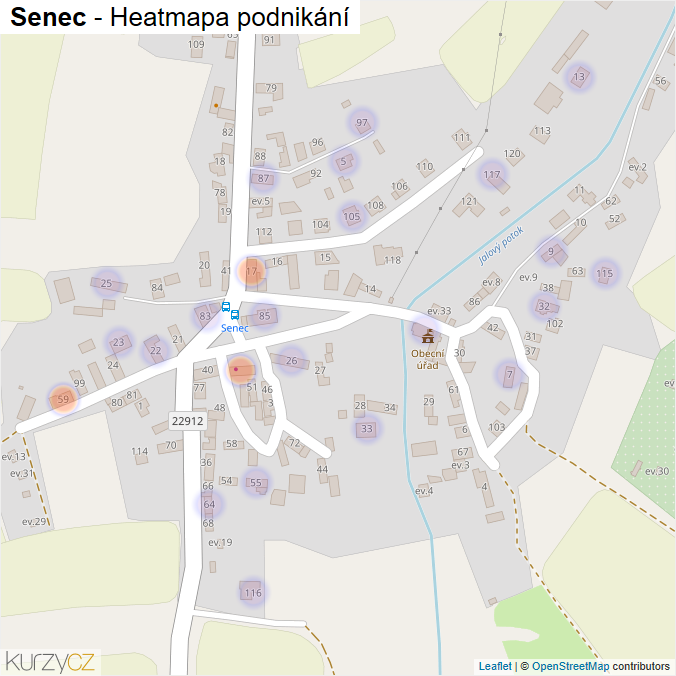 Mapa Senec - Firmy v části obce.