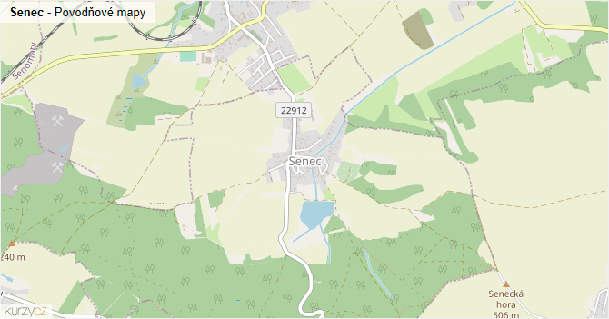 Senec - záplavové mapy stoleté vody