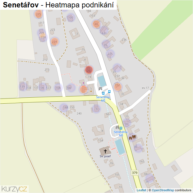 Mapa Senetářov - Firmy v části obce.