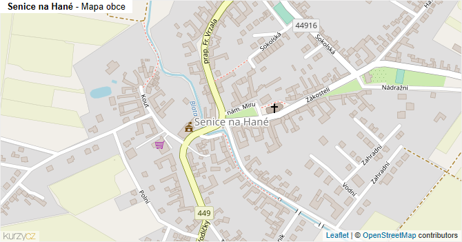 Senice na Hané - mapa obce