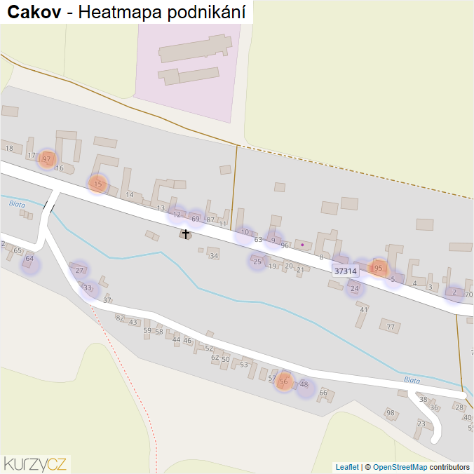 Mapa Cakov - Firmy v části obce.