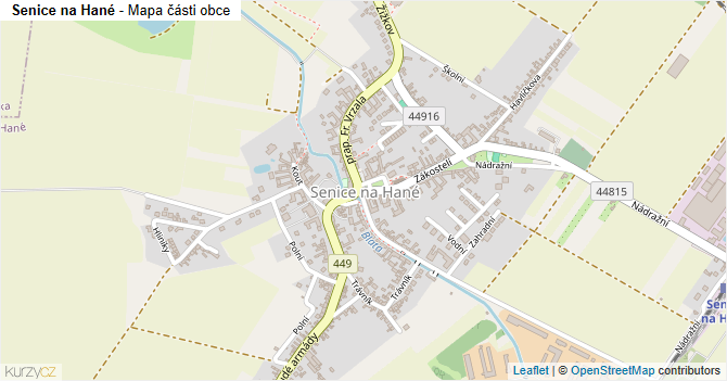 Senice na Hané - mapa části obce