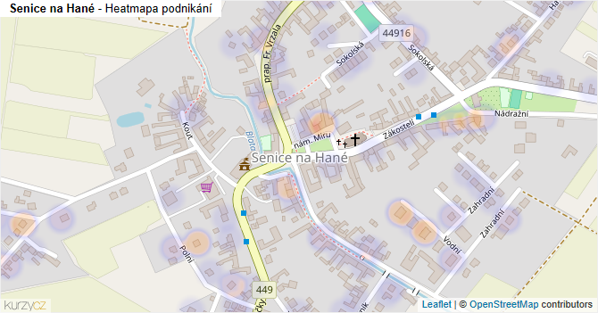 Senice na Hané - mapa podnikání