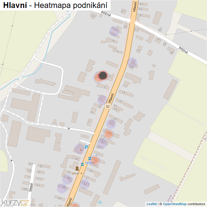Mapa Hlavní - Firmy v ulici.