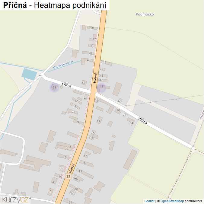 Mapa Příčná - Firmy v ulici.