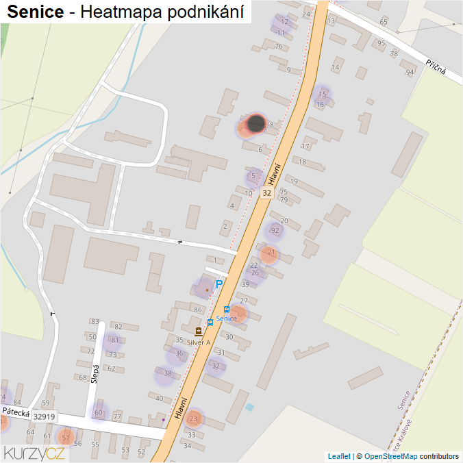 Mapa Senice - Firmy v části obce.