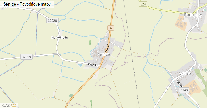 Senice - záplavové mapy stoleté vody