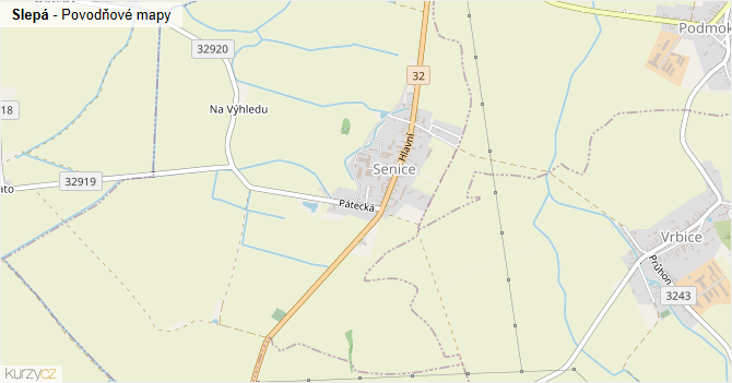 Slepá - záplavové mapy stoleté vody