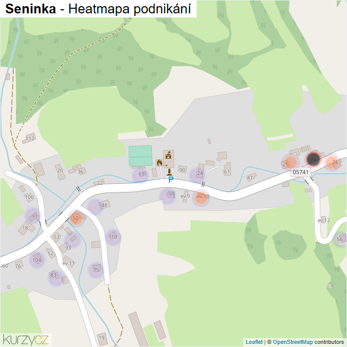 Mapa Seninka - Firmy v části obce.