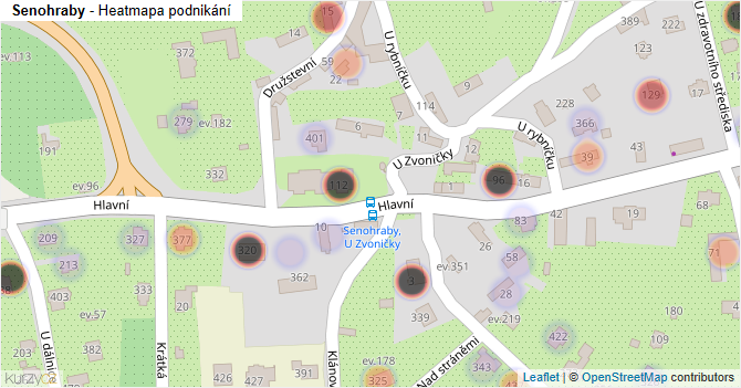 Senohraby - mapa podnikání