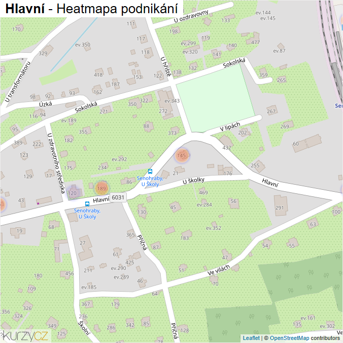 Mapa Hlavní - Firmy v ulici.