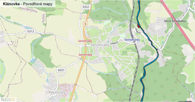 Klánovka - záplavové mapy stoleté vody