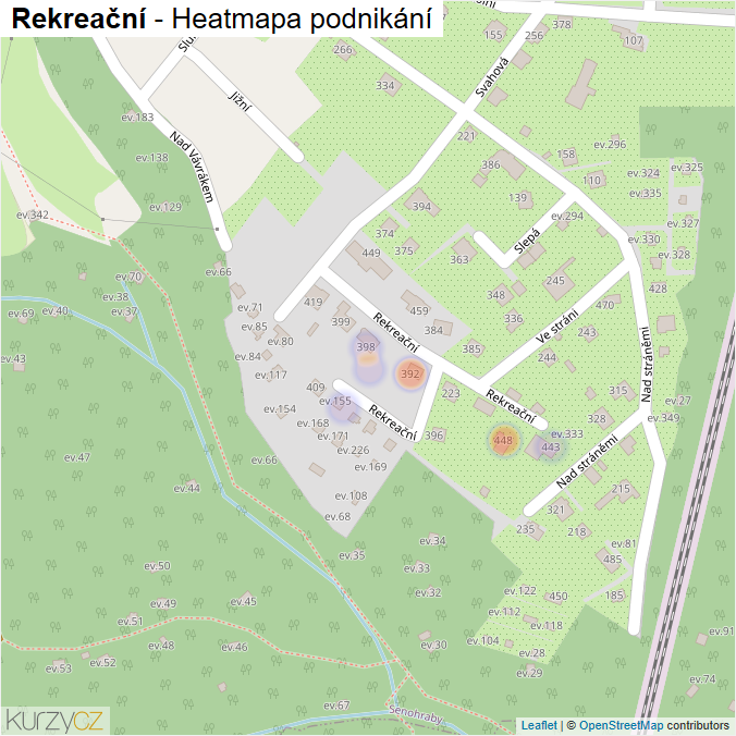 Mapa Rekreační - Firmy v ulici.