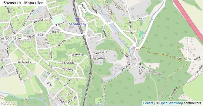 Sázavská - mapa ulice