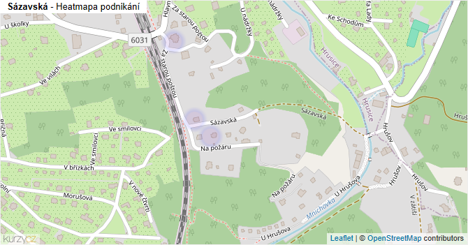 Sázavská - mapa podnikání