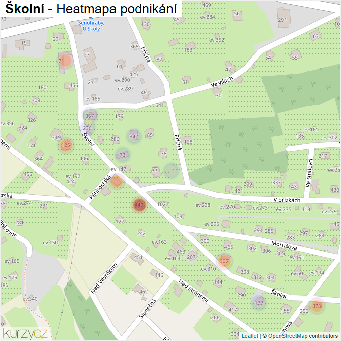 Mapa Školní - Firmy v ulici.