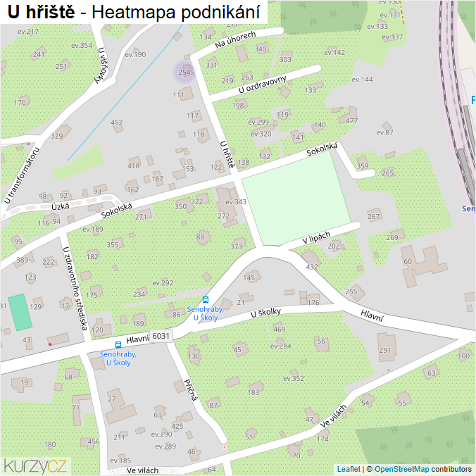 Mapa U hřiště - Firmy v ulici.
