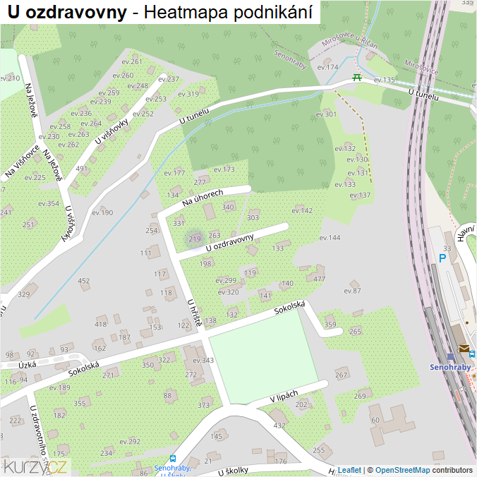 Mapa U ozdravovny - Firmy v ulici.