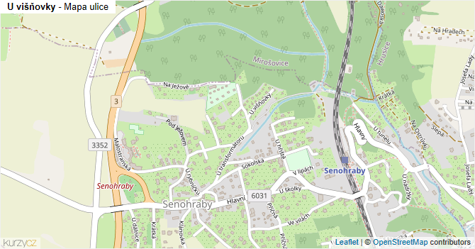 U višňovky - mapa ulice