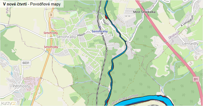 V nové čtvrti - záplavové mapy stoleté vody