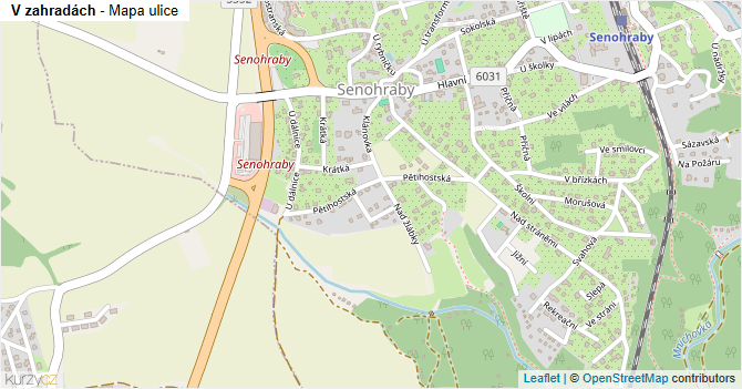 V zahradách - mapa ulice