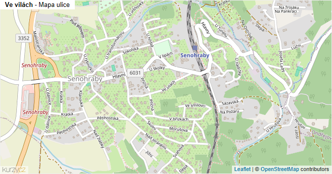 Ve vilách - mapa ulice