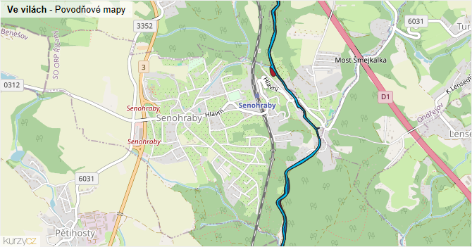 Ve vilách - záplavové mapy stoleté vody