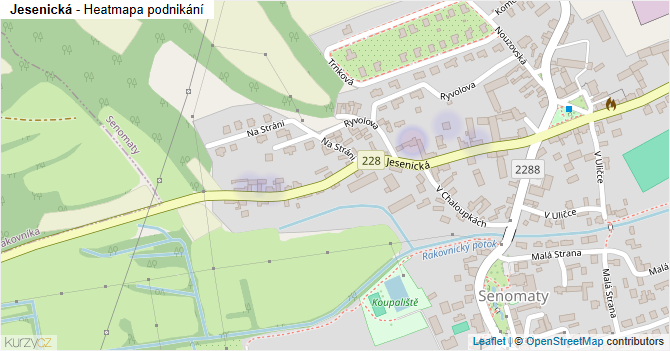 Jesenická - mapa podnikání