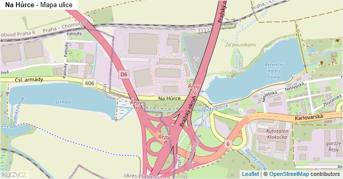 Na Hůrce - mapa ulice