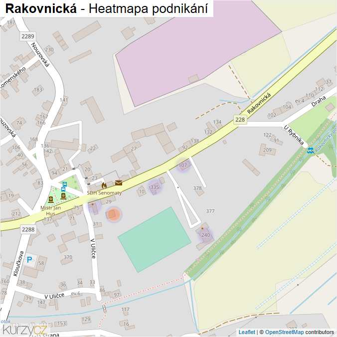 Mapa Rakovnická - Firmy v ulici.