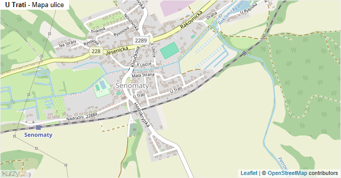 U Trati - mapa ulice