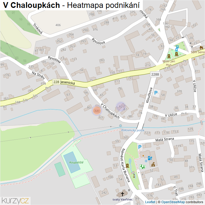 Mapa V Chaloupkách - Firmy v ulici.