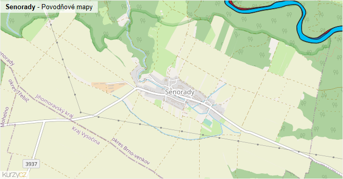 Senorady - záplavové mapy stoleté vody
