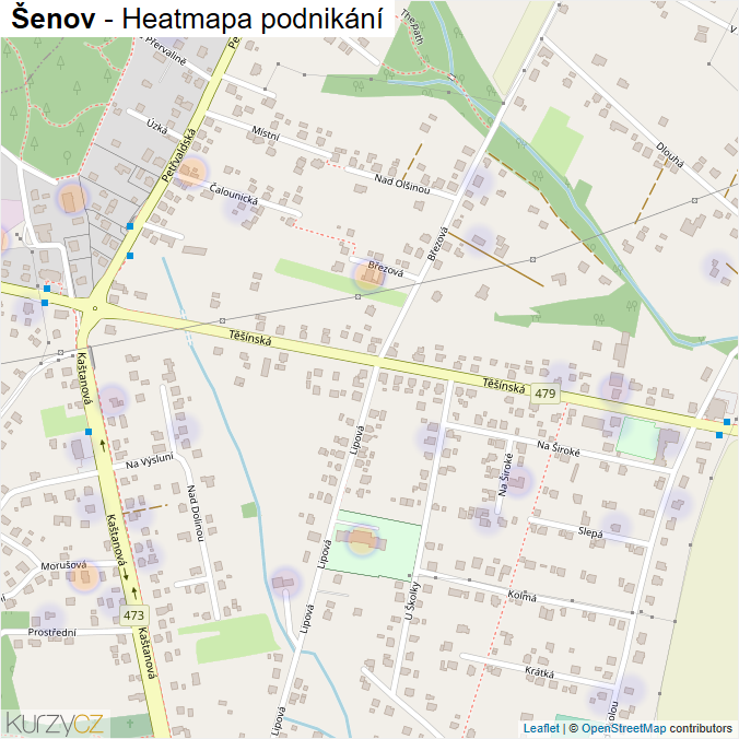 Mapa Šenov - Firmy v obci.