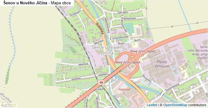 Šenov u Nového Jičína - mapa obce