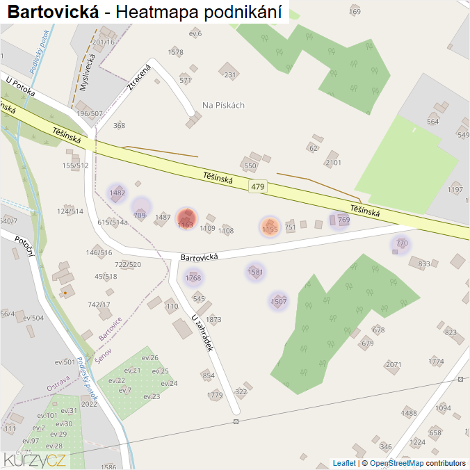 Mapa Bartovická - Firmy v ulici.