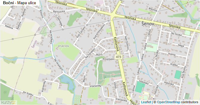 Boční - mapa ulice