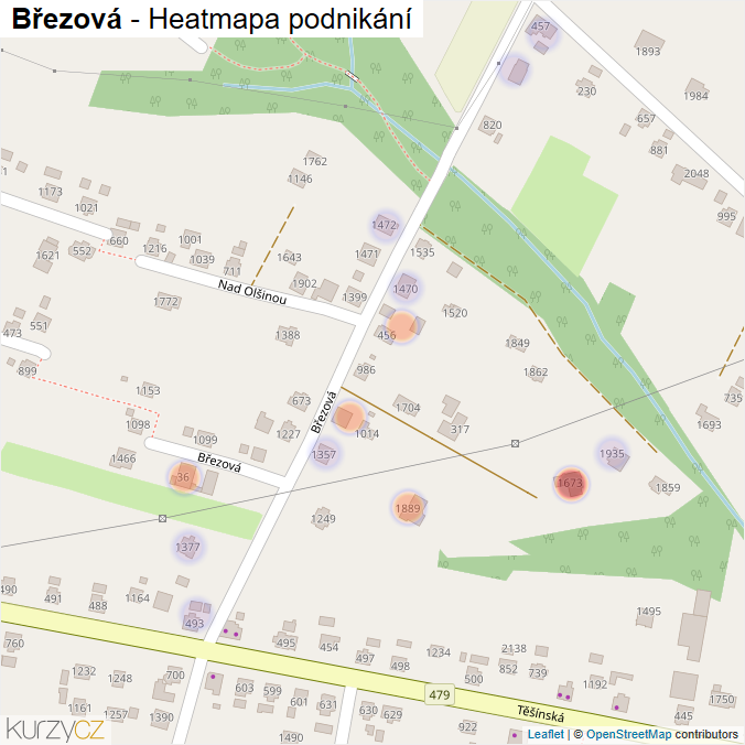 Mapa Březová - Firmy v ulici.