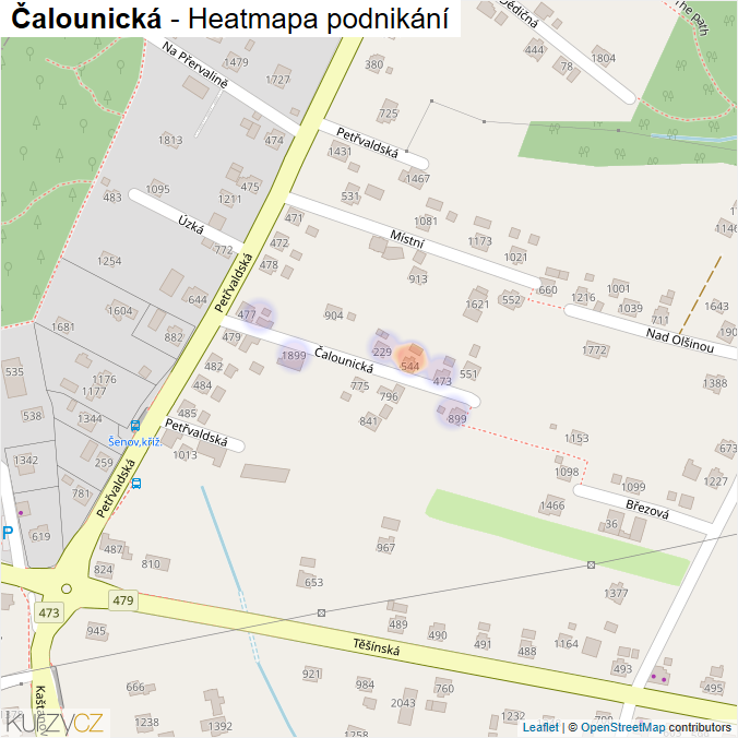 Mapa Čalounická - Firmy v ulici.