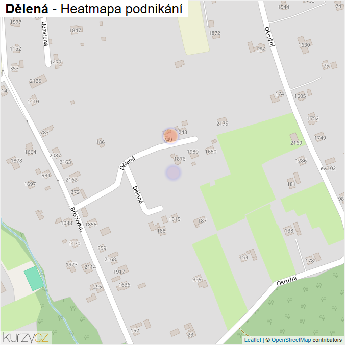 Mapa Dělená - Firmy v ulici.