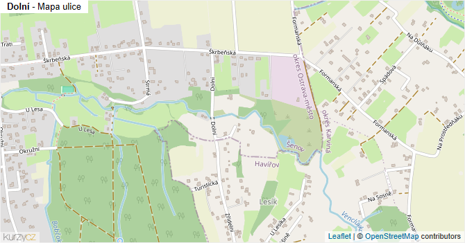 Dolní - mapa ulice