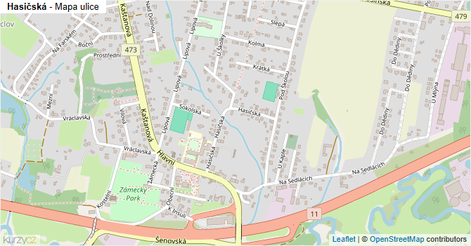 Hasičská - mapa ulice