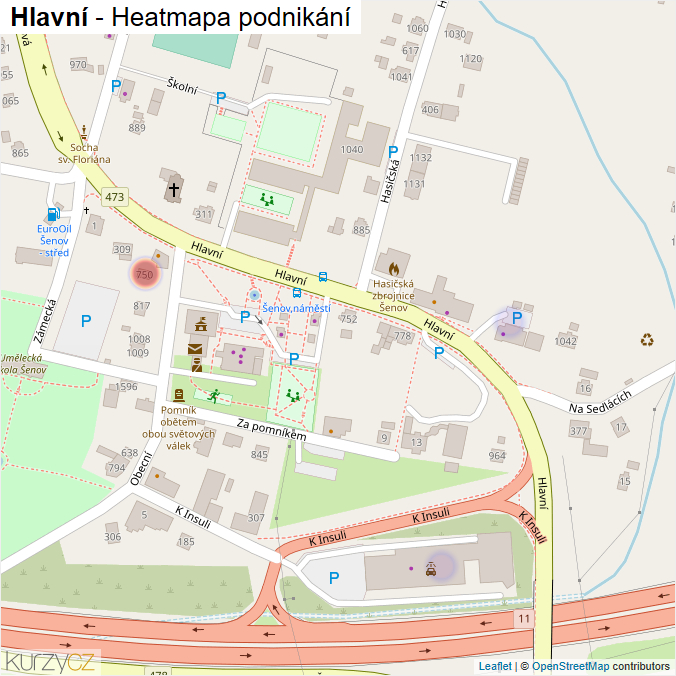 Mapa Hlavní - Firmy v ulici.
