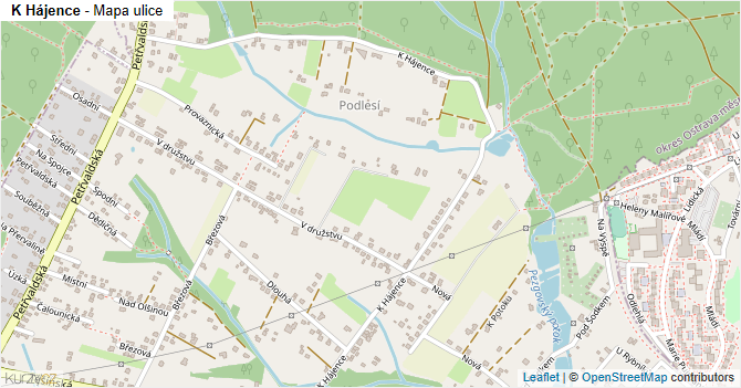 K Hájence - mapa ulice